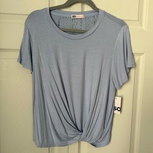 SO Pale Blue Twist-Front Short Sleeve Tee
